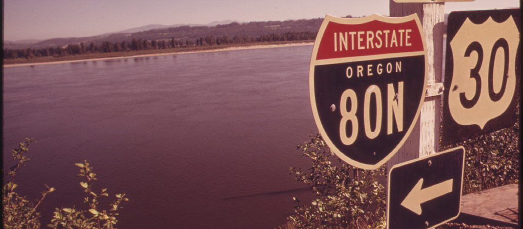 "Overlooking the Columbia River at Corbett, near the Cascade Locks on the Lewis and Clark Trail 05/1973" by David Falconer