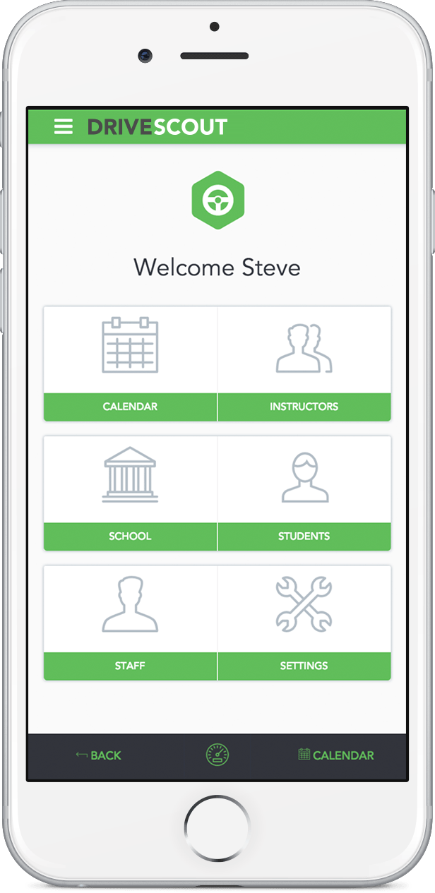 Iphone with screenshot of Drive Scout App